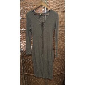 Miley and Molly Brown Ribbed Lace-Up Long Sleeve Bodycon Dress Women's